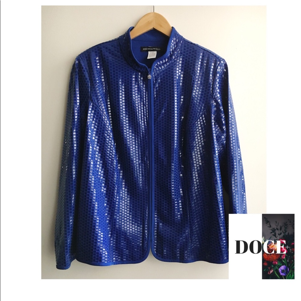 aDRESSing WOMAN Royal Blue Vinyl Sequin Jacket